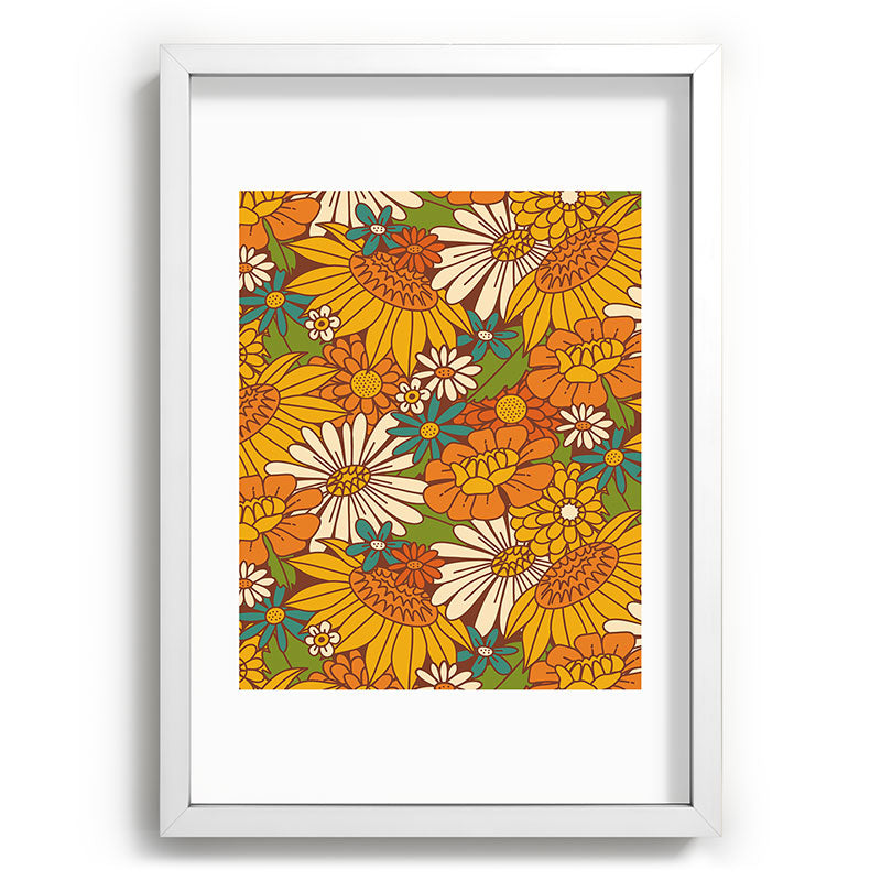 70s Retro Floral Framed Art Print