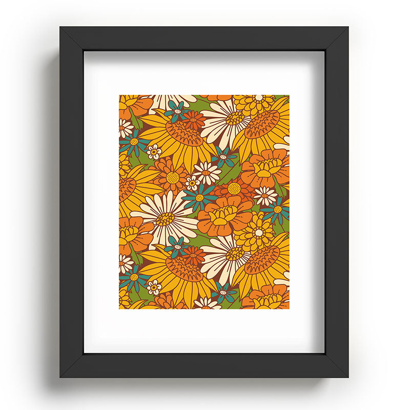 70s Retro Floral Framed Art Print