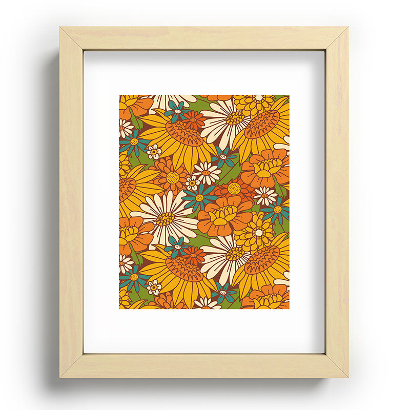 70s Retro Floral Framed Art Print