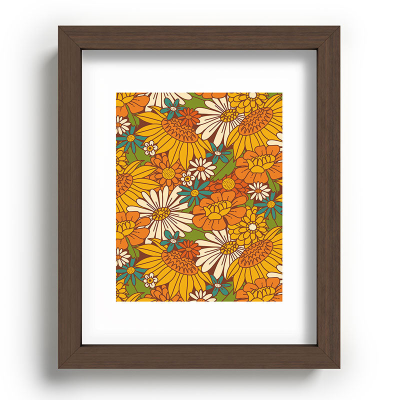 70s Retro Floral Framed Art Print