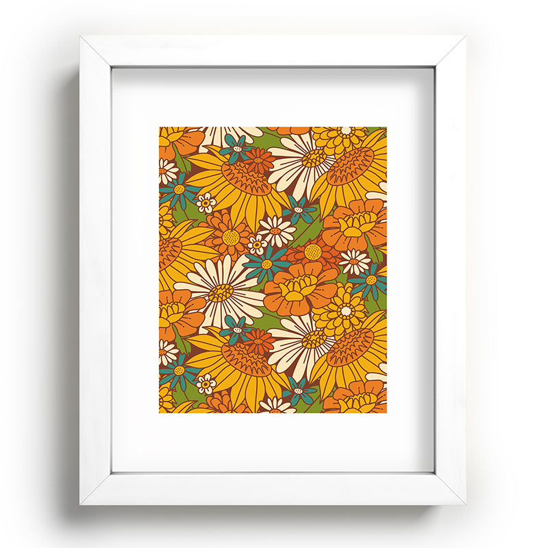 70s Retro Floral Framed Art Print