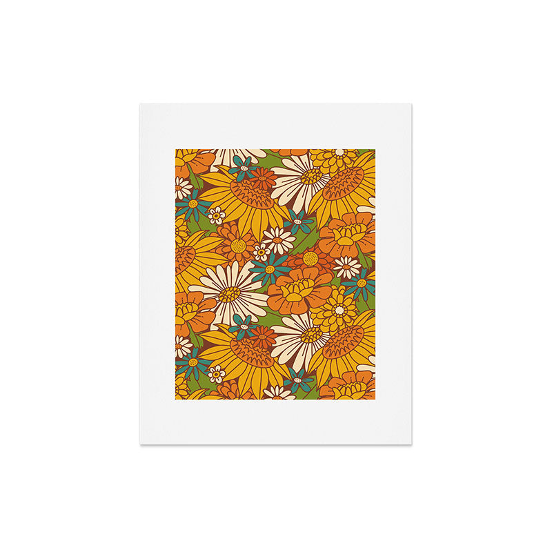 70s Retro Floral Art Print
