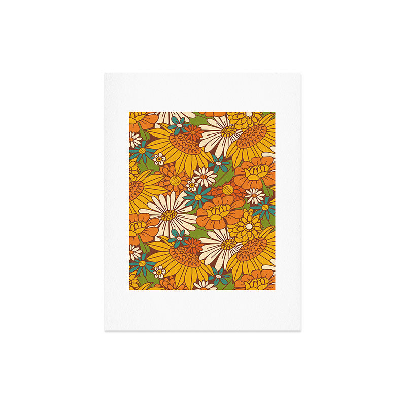 70s Retro Floral Art Print