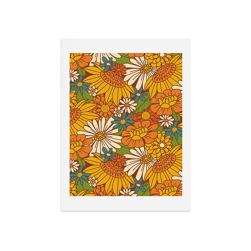 70s Retro Floral Art Print