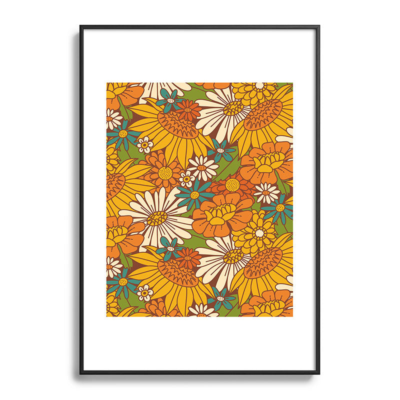 70s Retro Floral Framed Art Print