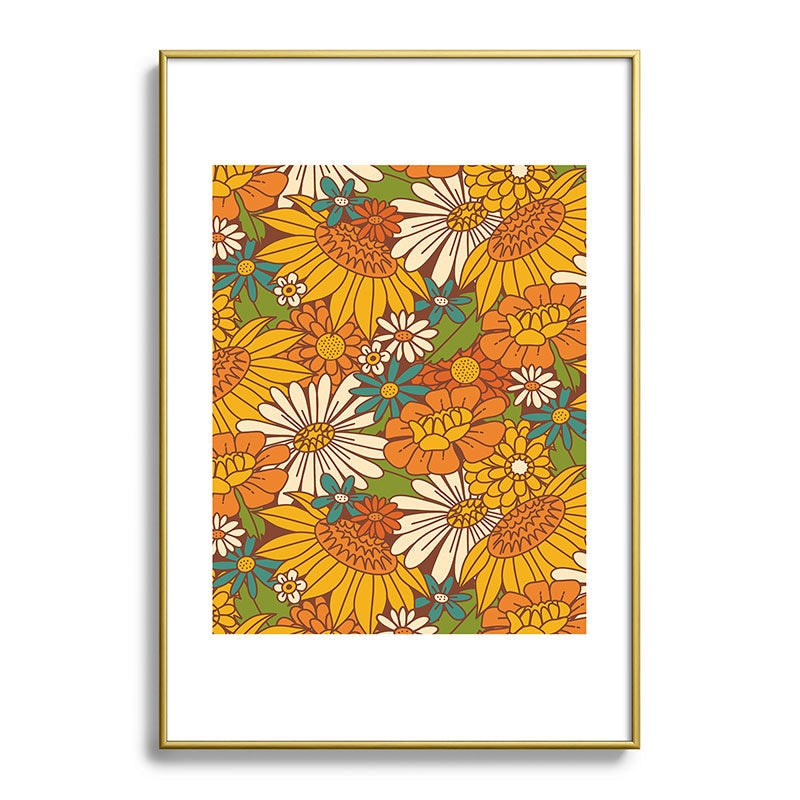 70s Retro Floral Framed Art Print