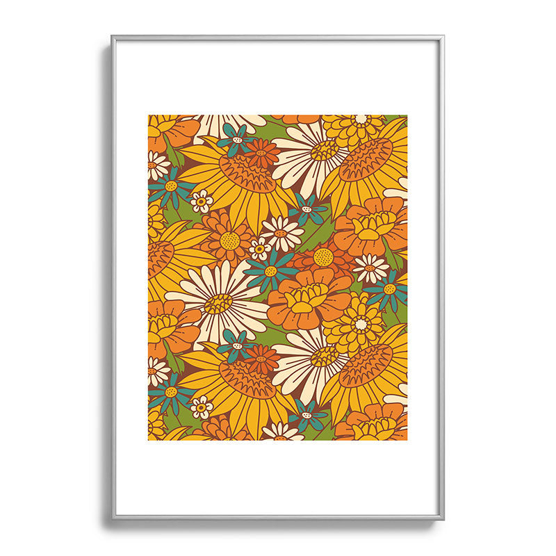 70s Retro Floral Framed Art Print