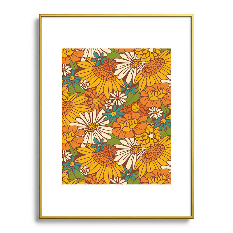 70s Retro Floral Framed Art Print