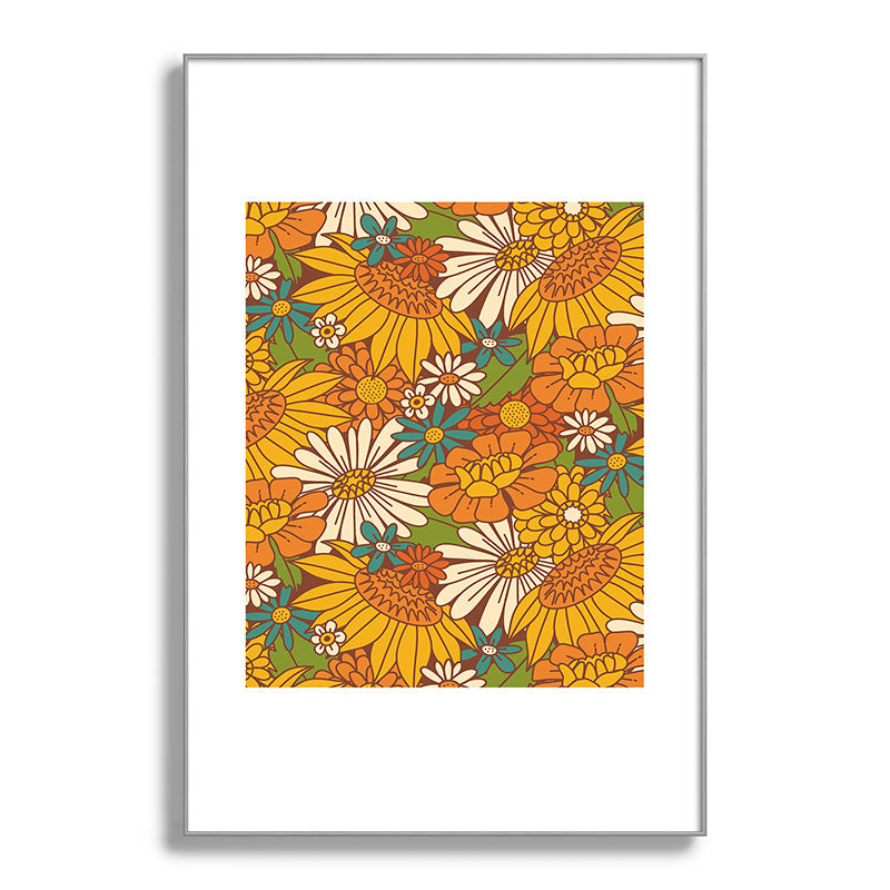70s Retro Floral Framed Art Print