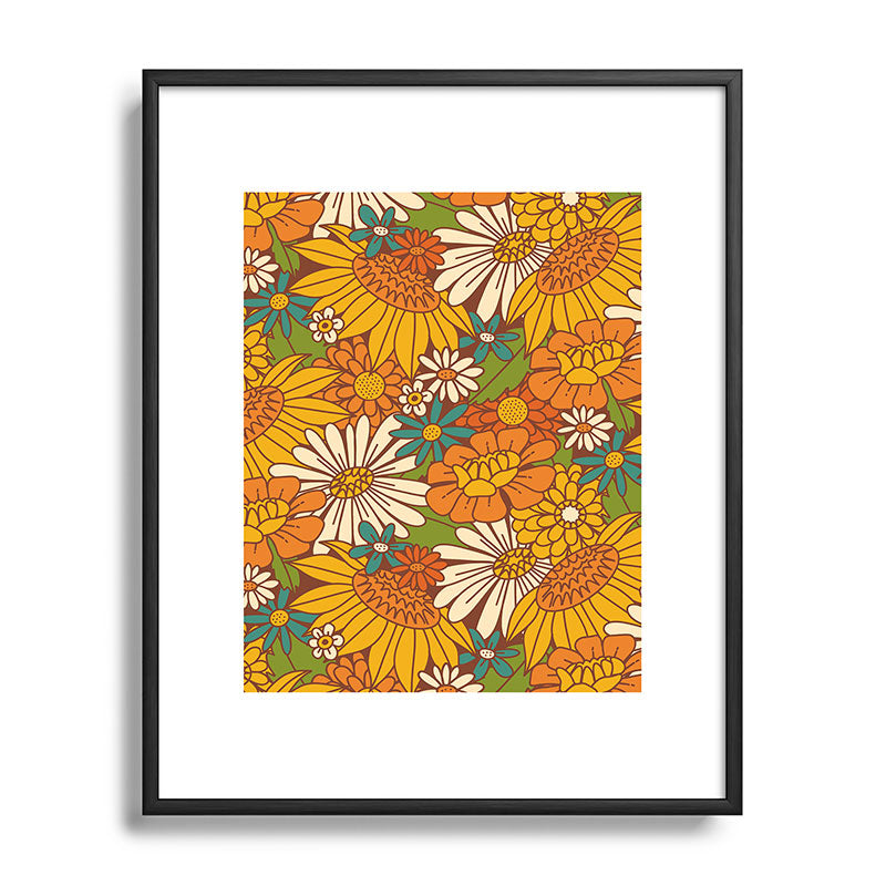70s Retro Floral Framed Art Print