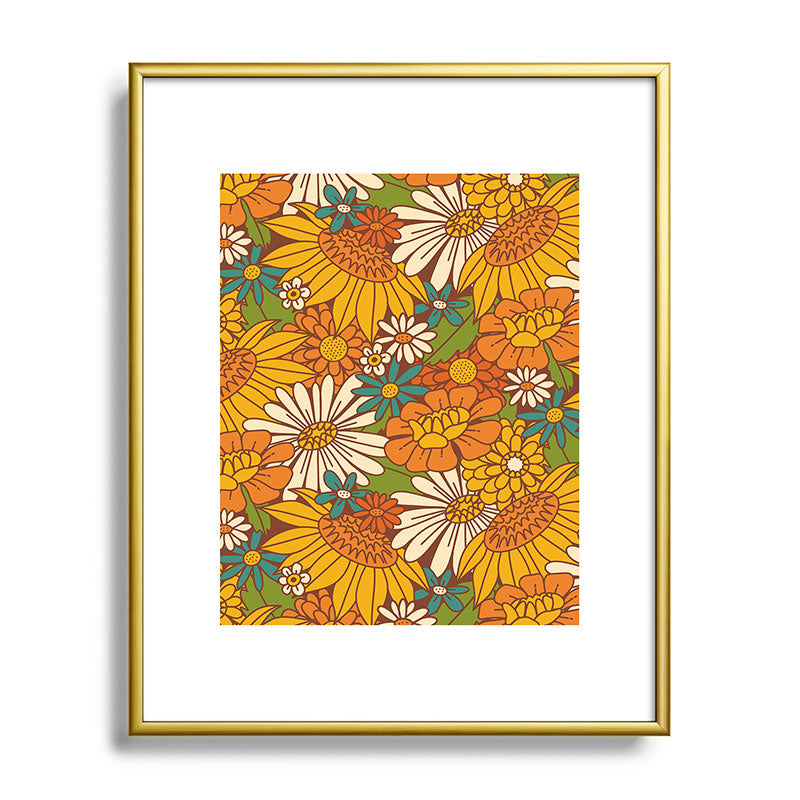 70s Retro Floral Framed Art Print