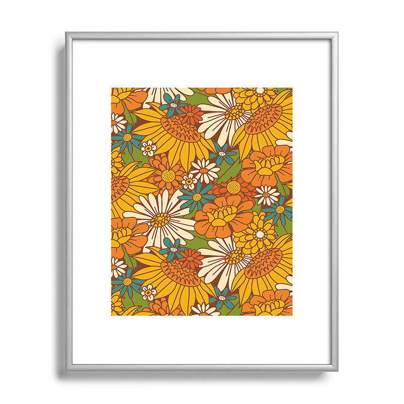 70s Retro Floral Framed Art Print