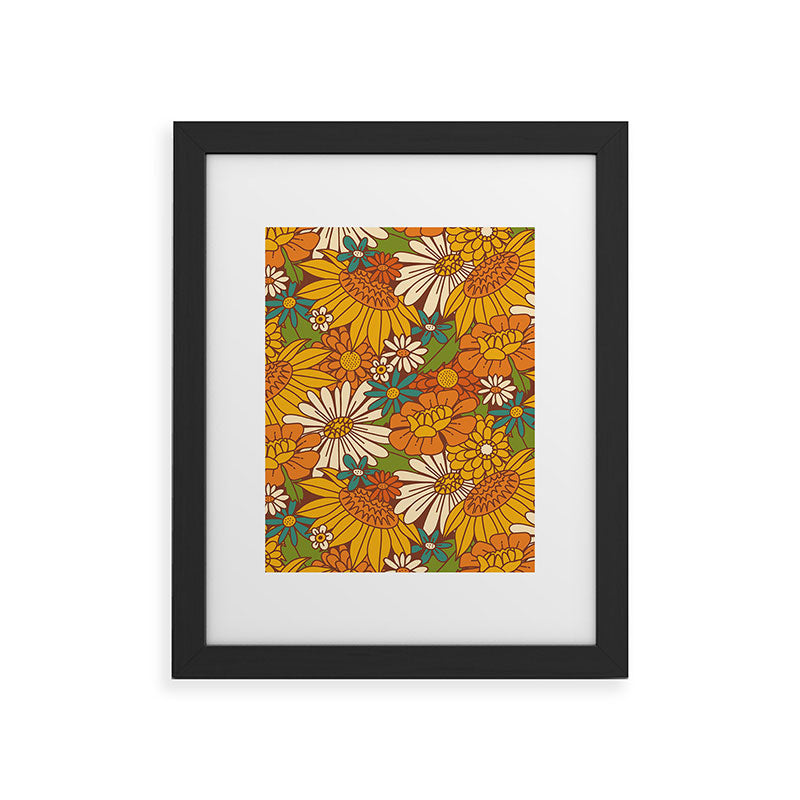 70s Retro Floral Framed Art Print