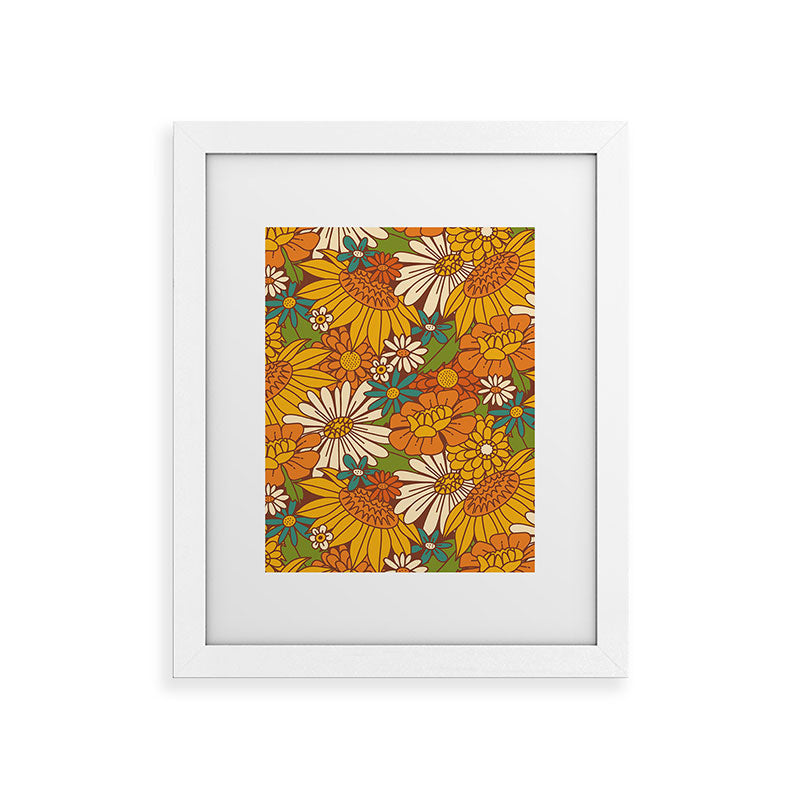 70s Retro Floral Framed Art Print