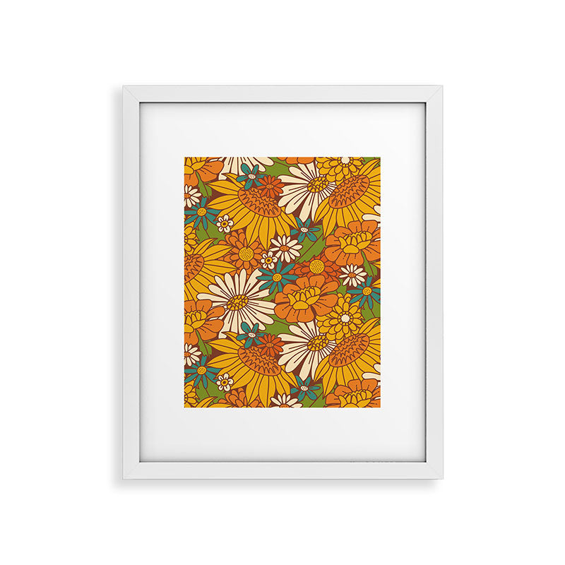 70s Retro Floral Framed Art Print