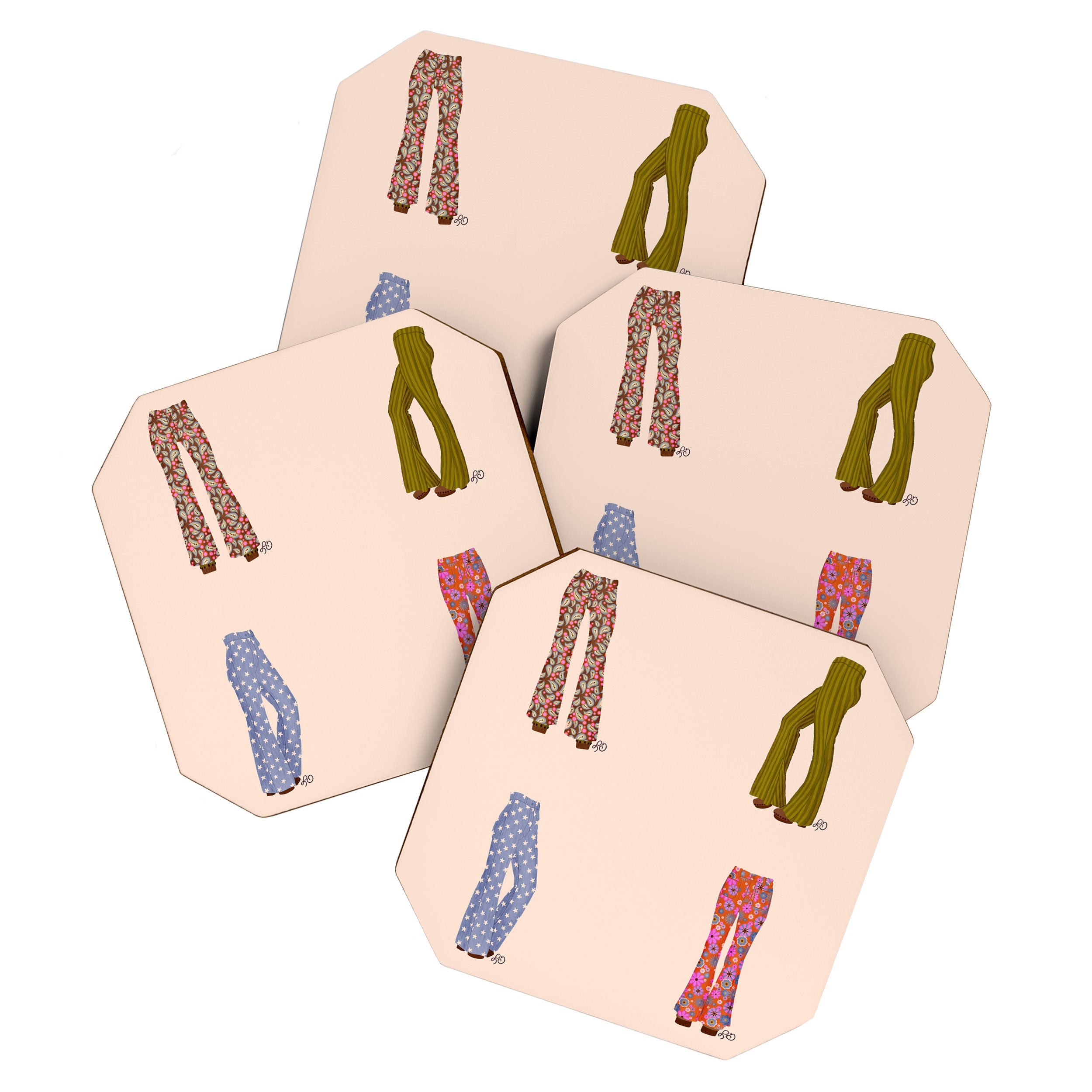 1970s Bellbottom Bliss Retro Fashion Coaster