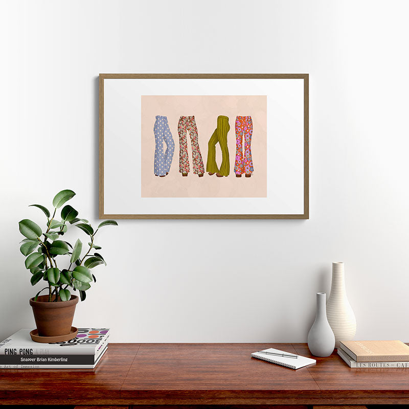 1970s Bellbottom Bliss Retro Fashion Framed Art Print