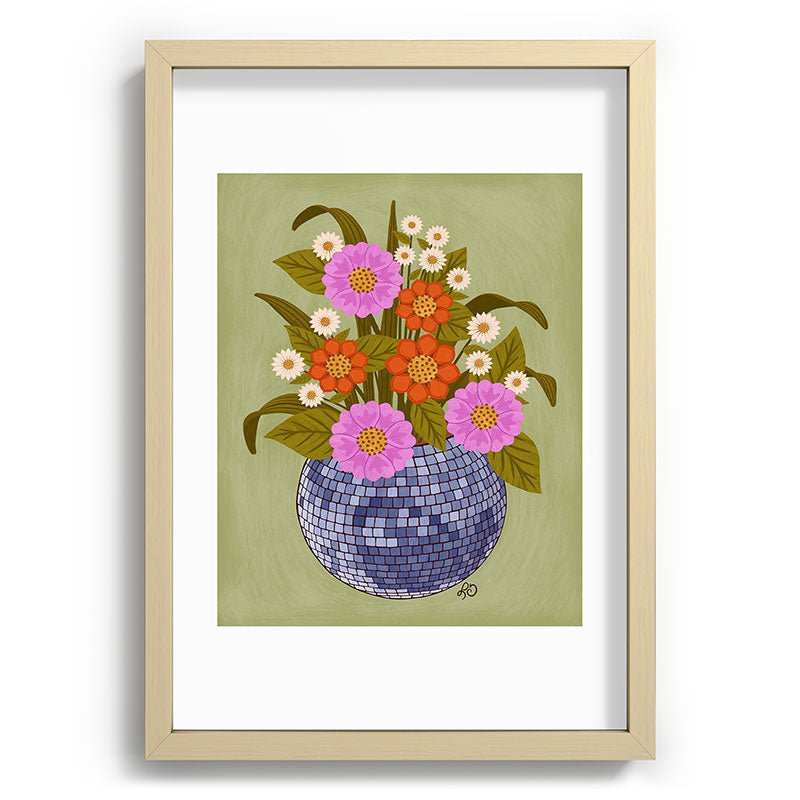 1970s Disco Ball Flower Pot  Framed Art Print