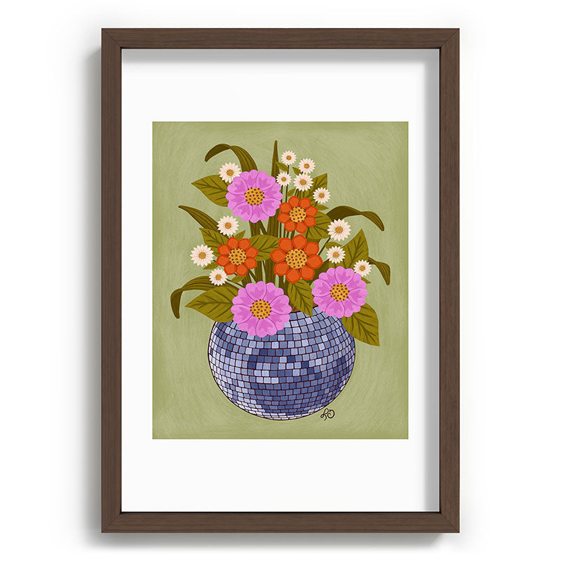 1970s Disco Ball Flower Pot  Framed Art Print