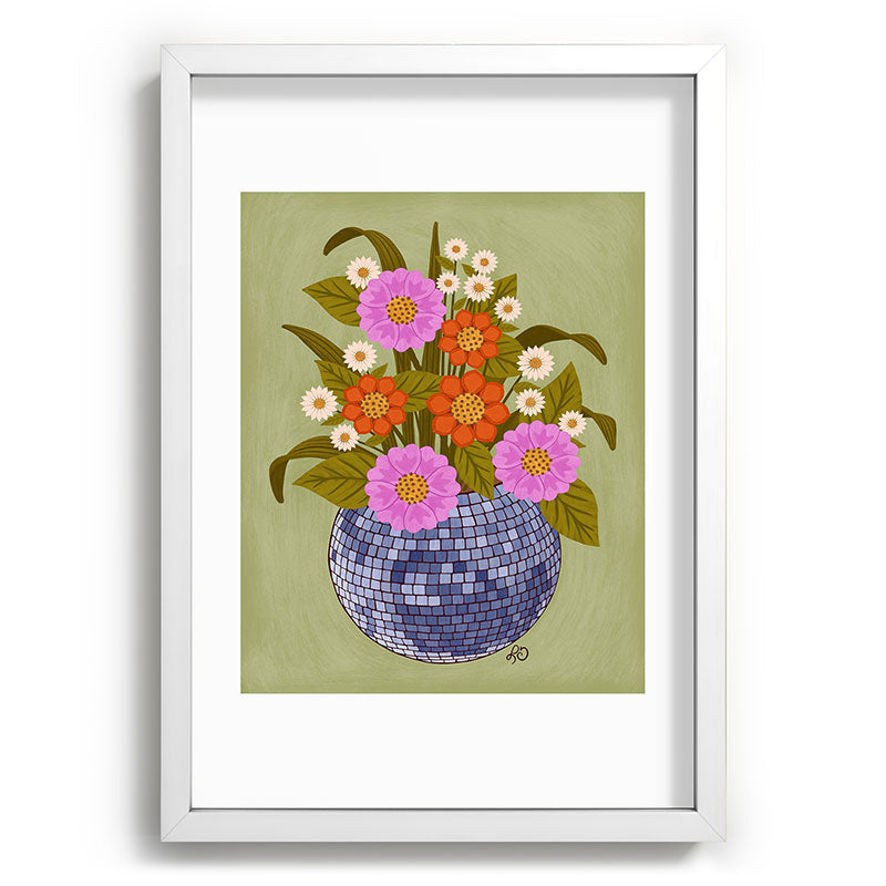 1970s Disco Ball Flower Pot  Framed Art Print