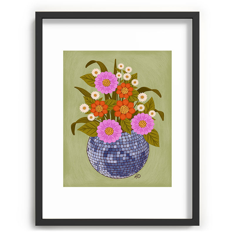 1970s Disco Ball Flower Pot  Framed Art Print