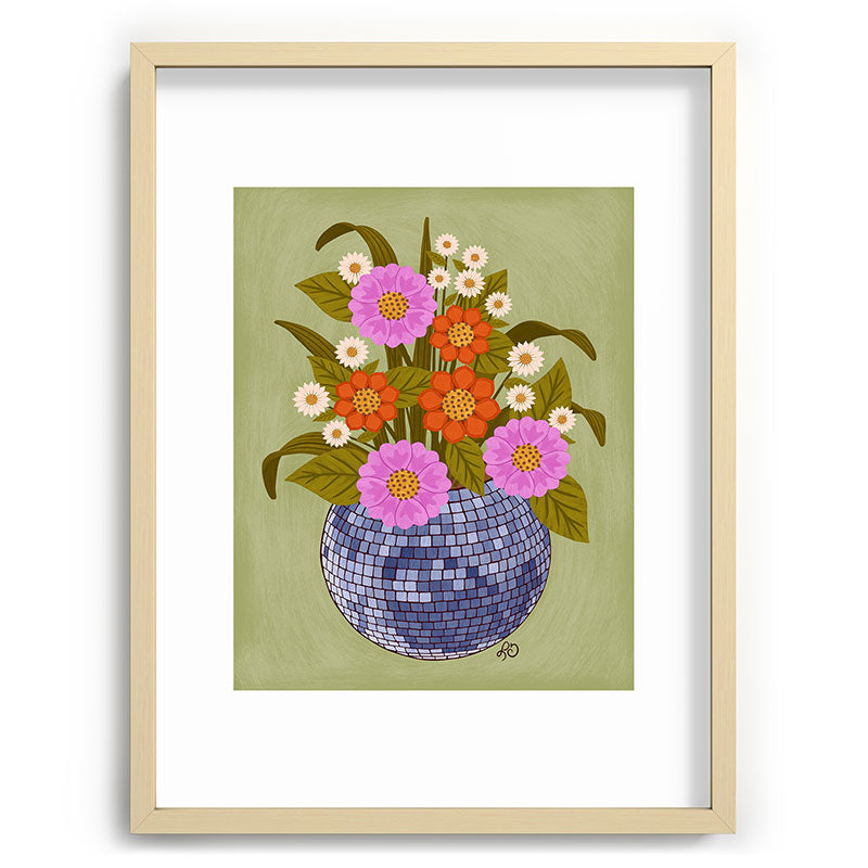 1970s Disco Ball Flower Pot  Framed Art Print
