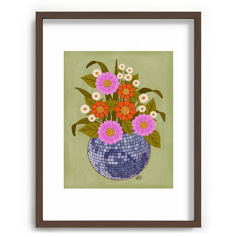 1970s Disco Ball Flower Pot  Framed Art Print