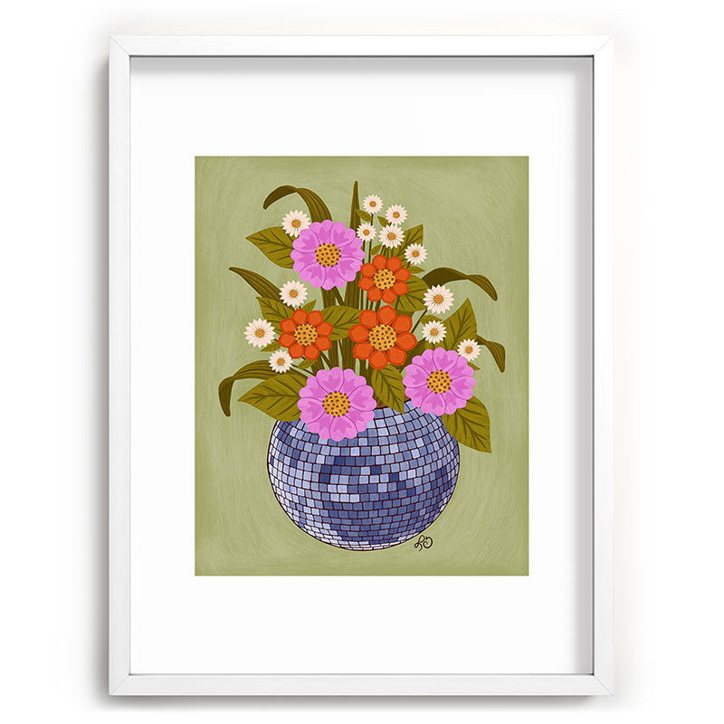 1970s Disco Ball Flower Pot  Framed Art Print