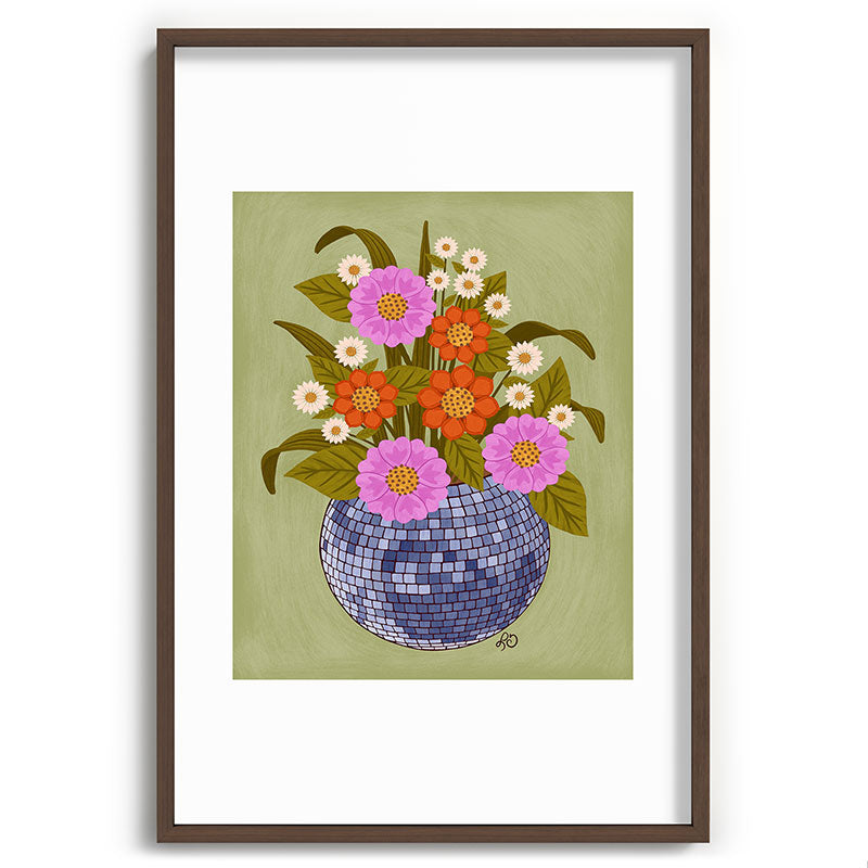 1970s Disco Ball Flower Pot  Framed Art Print
