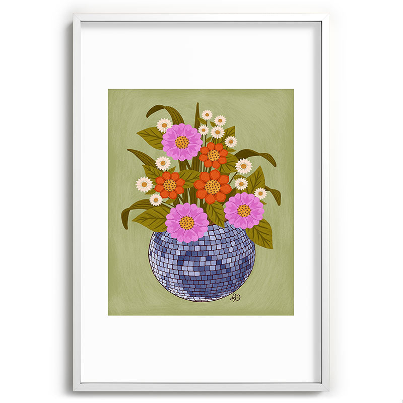 1970s Disco Ball Flower Pot  Framed Art Print