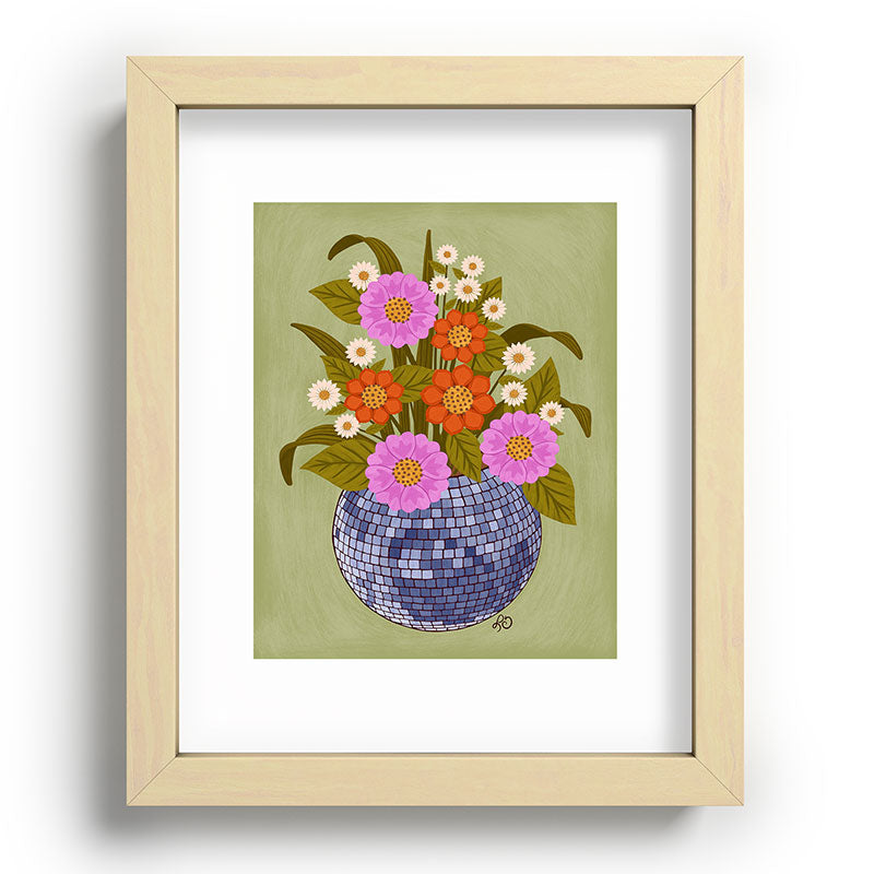 1970s Disco Ball Flower Pot  Framed Art Print