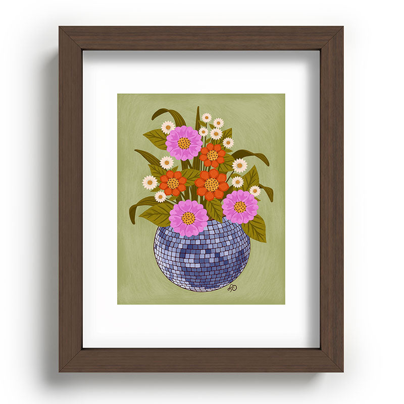1970s Disco Ball Flower Pot  Framed Art Print