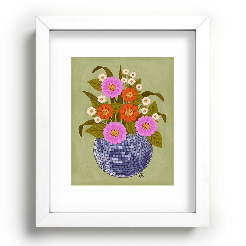 1970s Disco Ball Flower Pot  Framed Art Print