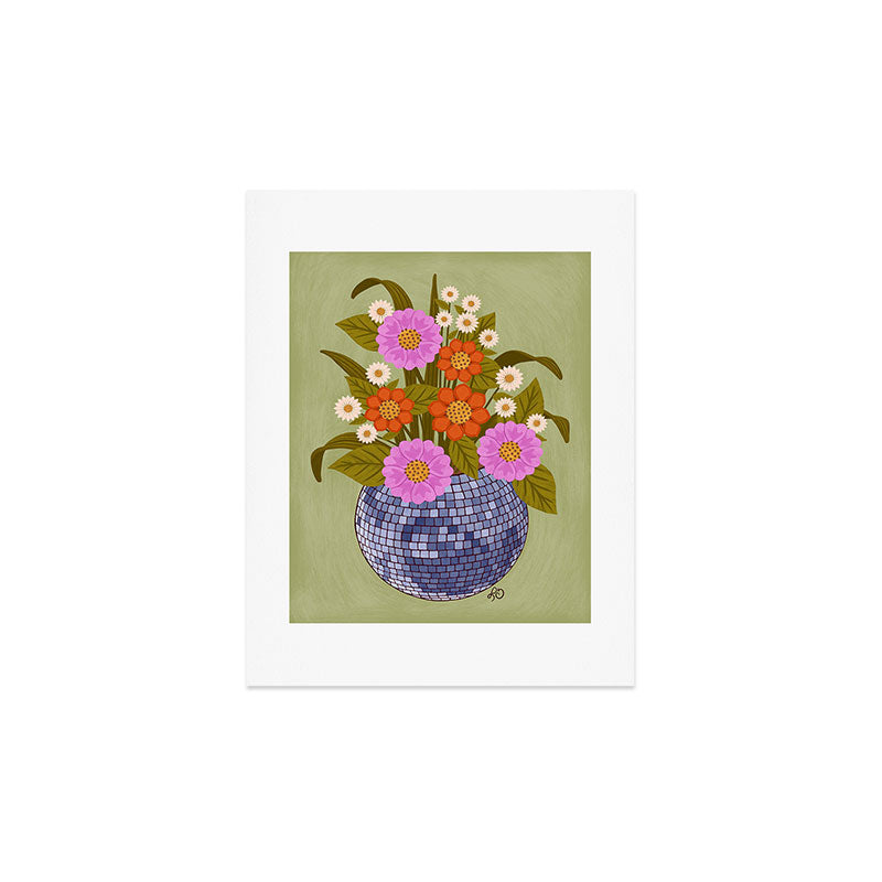 1970s Disco Ball Flower Pot  Art Print