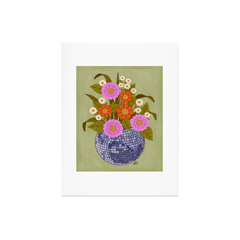 1970s Disco Ball Flower Pot  Art Print