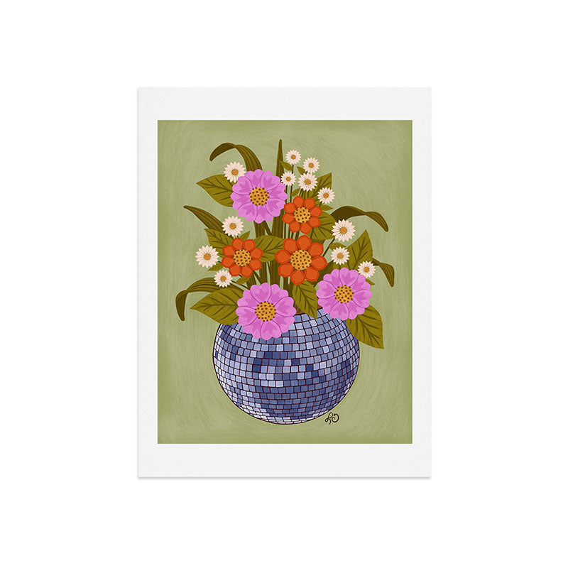 1970s Disco Ball Flower Pot  Art Print