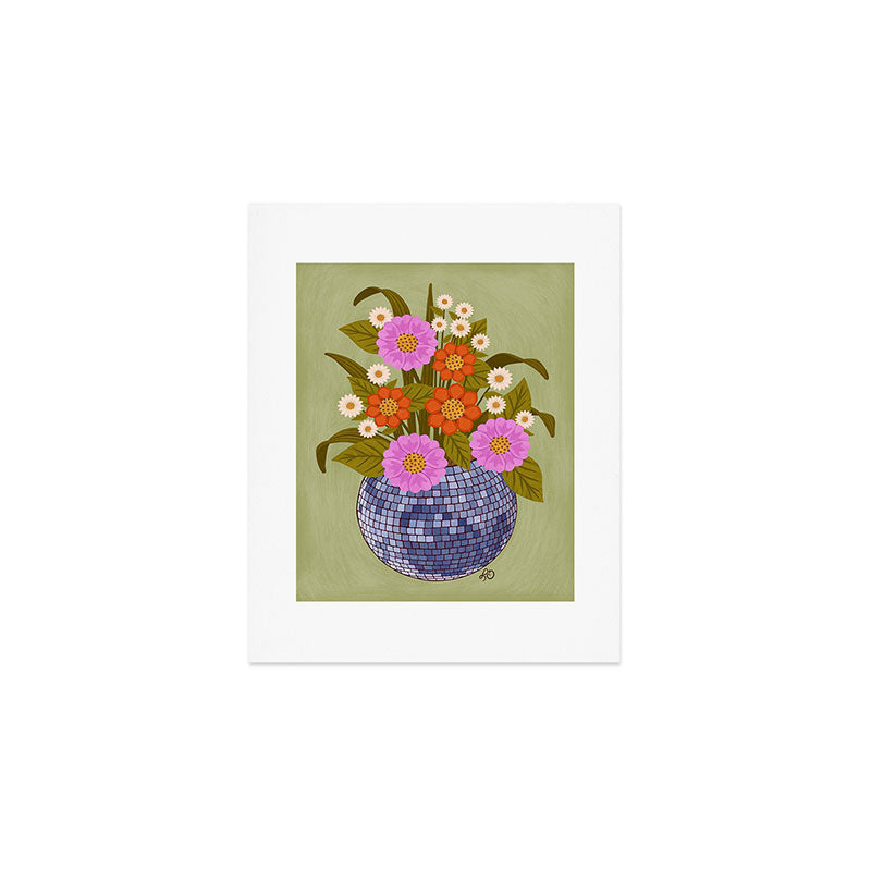 1970s Disco Ball Flower Pot  Art Print