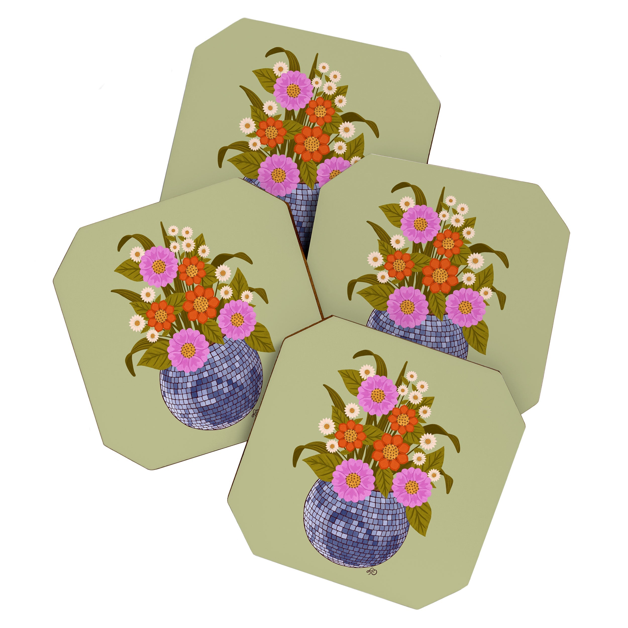 1970s Disco Ball Flower Pot  Coaster