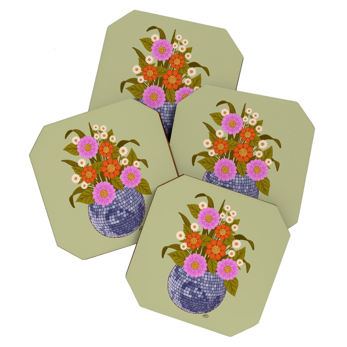 1970s Disco Ball Flower Pot  Coaster