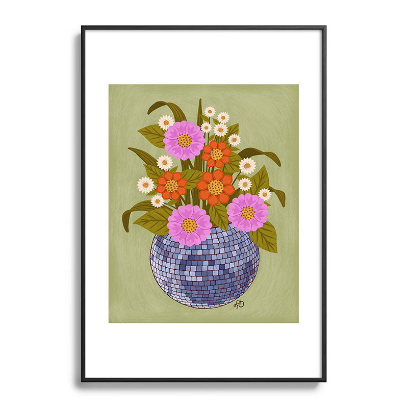 1970s Disco Ball Flower Pot  Framed Art Print