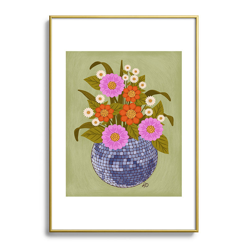 1970s Disco Ball Flower Pot  Framed Art Print
