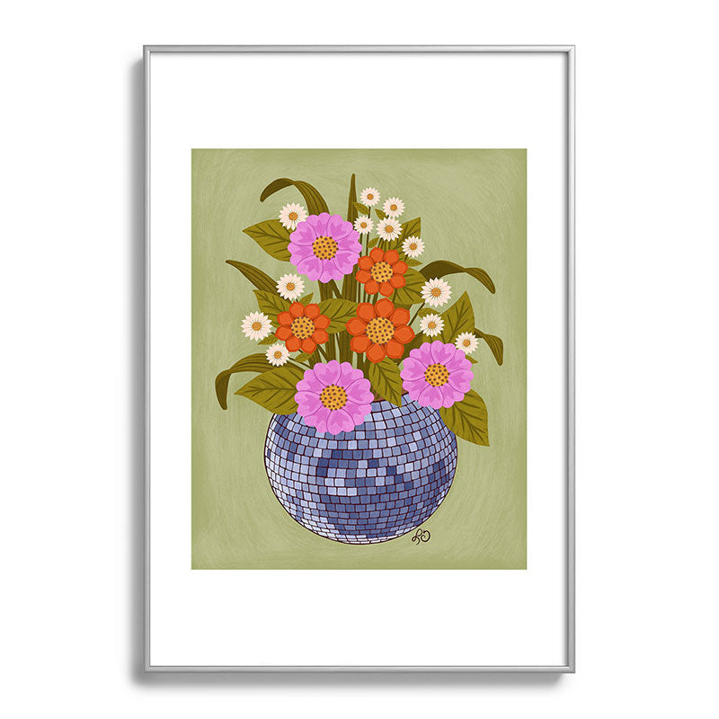 1970s Disco Ball Flower Pot  Framed Art Print