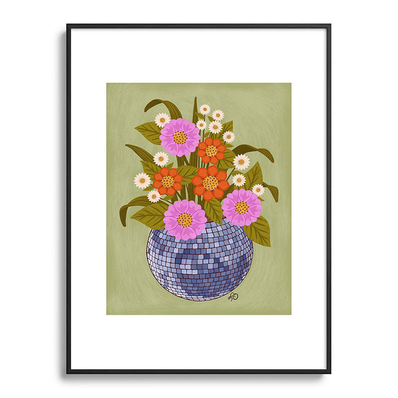 1970s Disco Ball Flower Pot  Framed Art Print