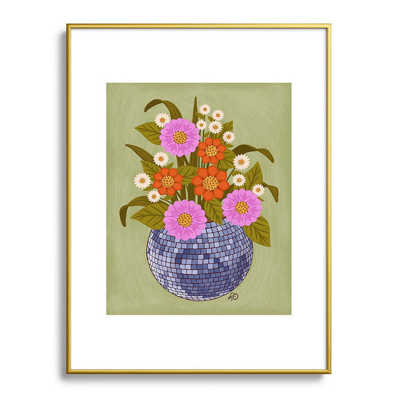 1970s Disco Ball Flower Pot  Framed Art Print