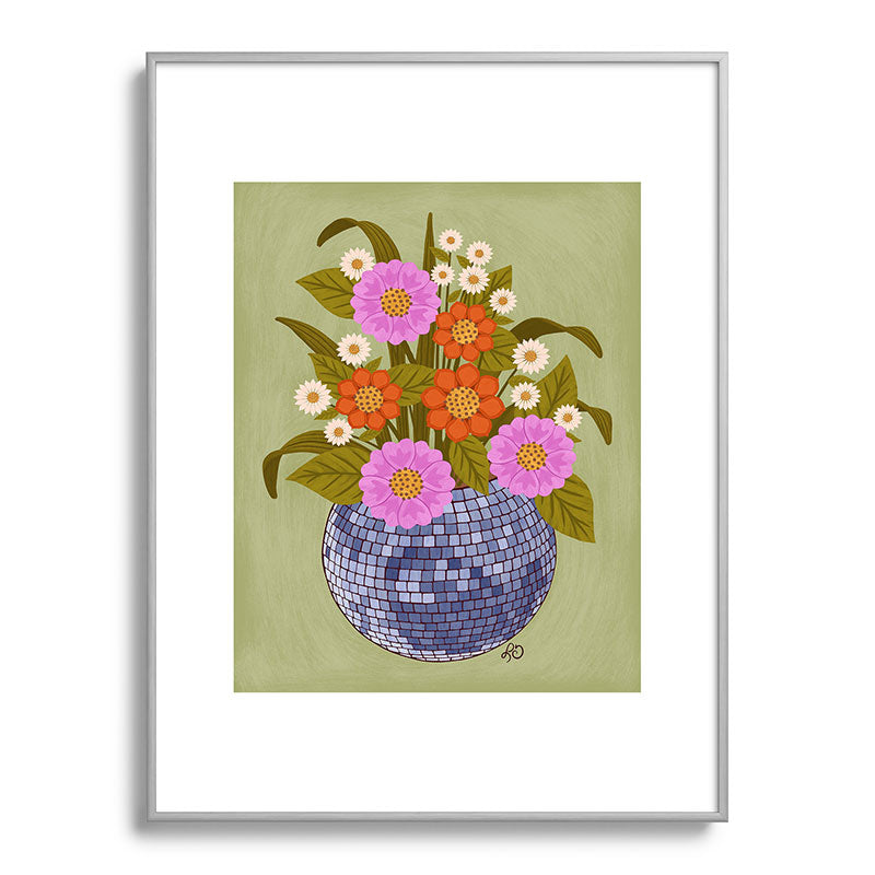 1970s Disco Ball Flower Pot  Framed Art Print