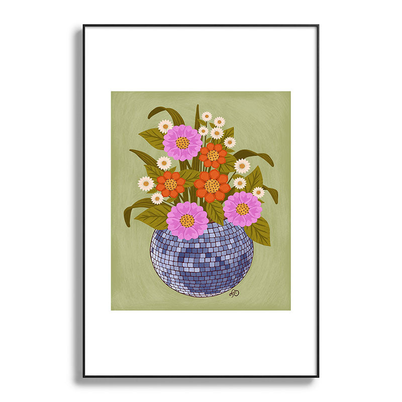1970s Disco Ball Flower Pot  Framed Art Print