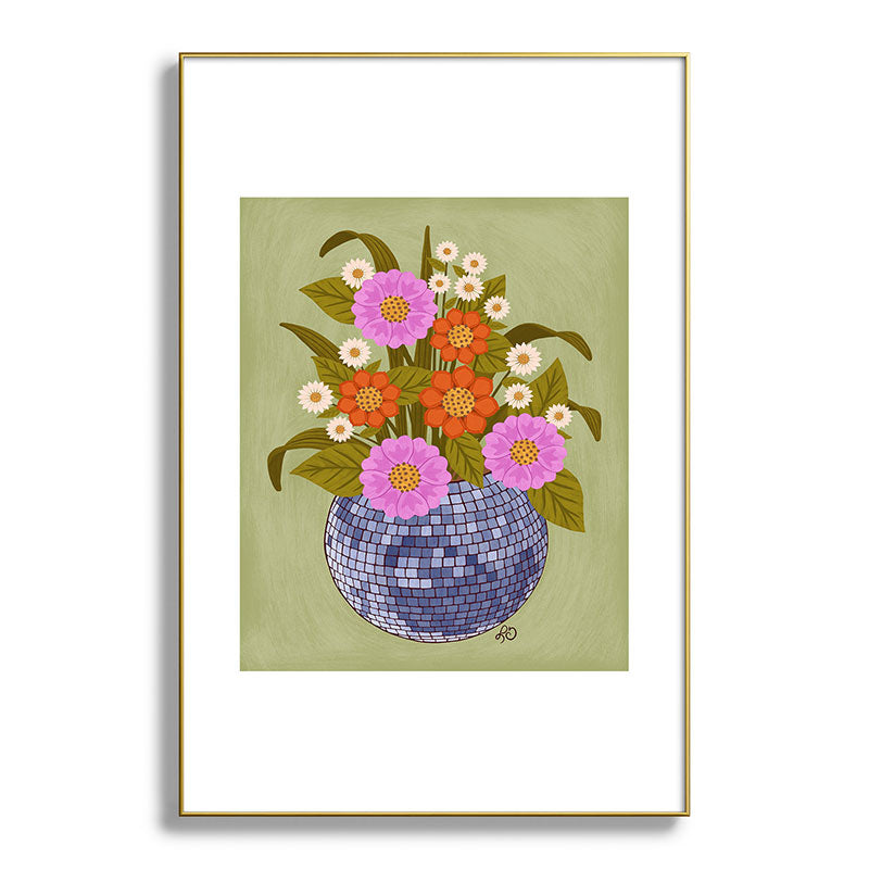 1970s Disco Ball Flower Pot  Framed Art Print