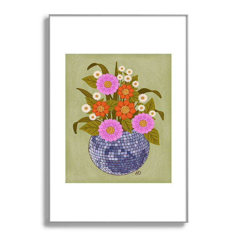 1970s Disco Ball Flower Pot  Framed Art Print