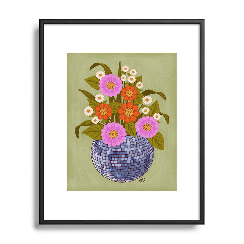 1970s Disco Ball Flower Pot  Framed Art Print