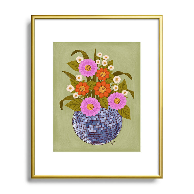 1970s Disco Ball Flower Pot  Framed Art Print